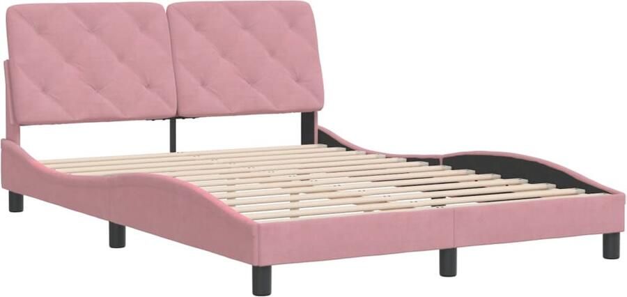 VidaXL -Bedframe-met-hoofdeinde-fluweel-roze-140x190-cm - Foto 2