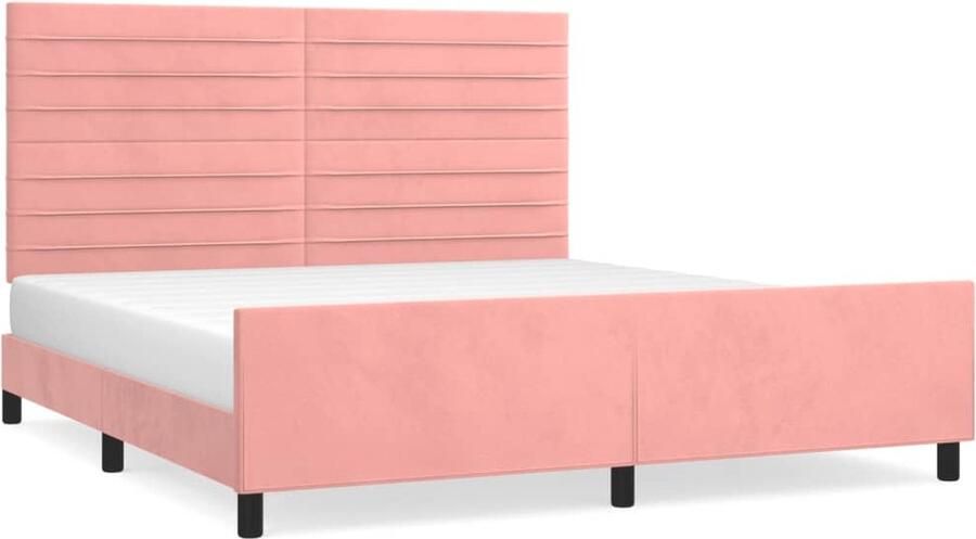 VidaXL Bedframe Fluweel Roze 160x200 cm Bed Frame Hoofdboard Velvet Bed Rooskleurig Bed Tweepersoons Bed Boxspring Bed Luxe Bed Comfort Bed - Foto 2