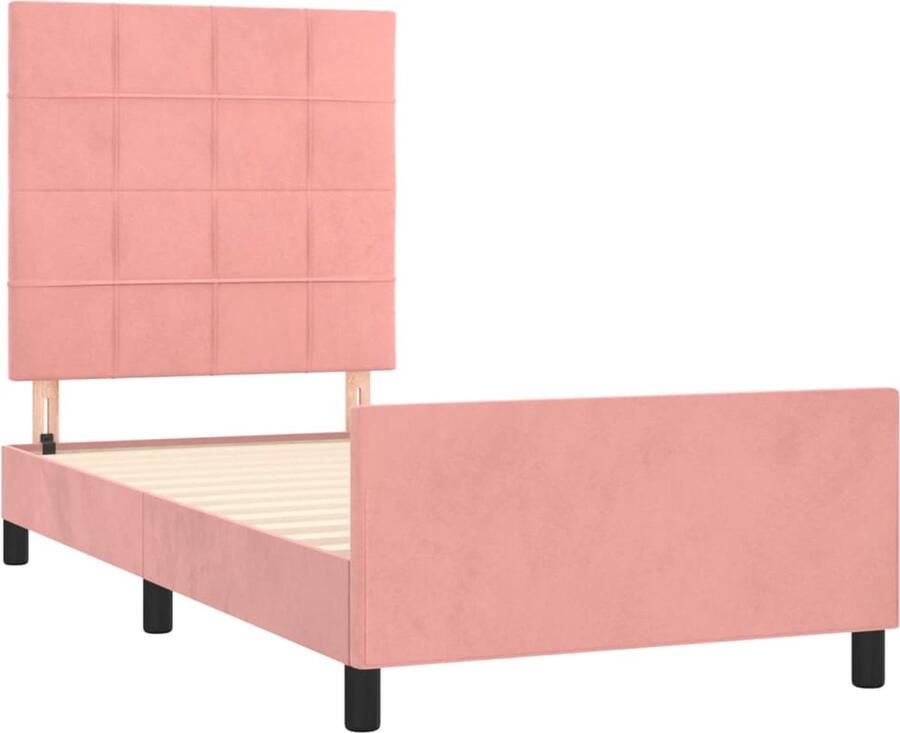 VidaXL -Bedframe-met-hoofdeinde-fluweel-roze-90x190-cm - Foto 4