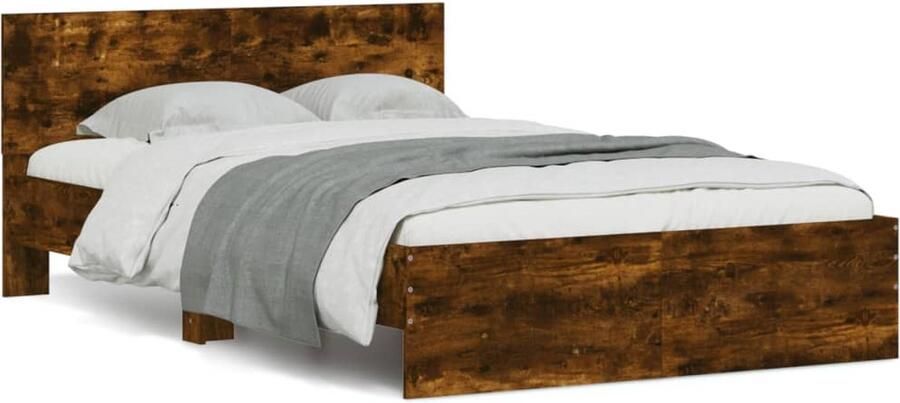 VidaXL -Bedframe-met-hoofdeinde-bewerkt-hout-gerookt-eiken-120x200-cm - Foto 3