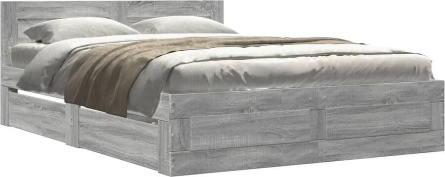 VidaXL -Bedframe-met-hoofdeinde-grijs-sonoma-eiken-120x190-cm - Foto 3