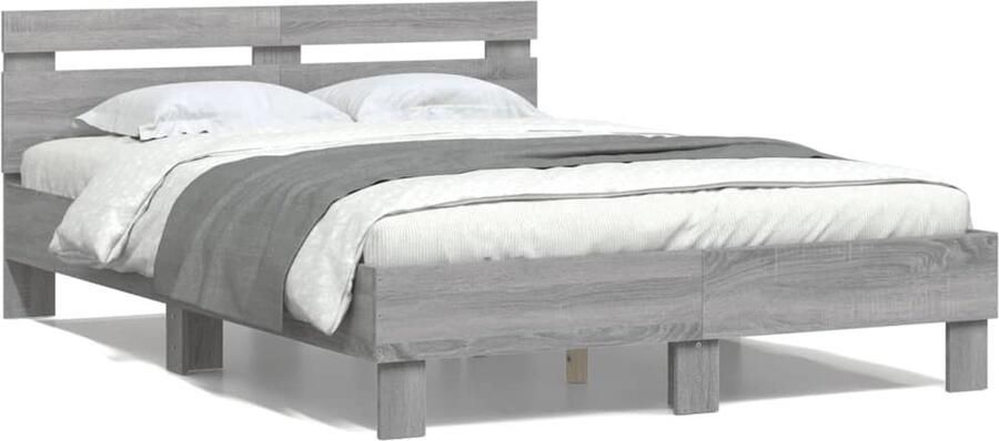 VidaXL -Bedframe-met-hoofdeinde-grijs-sonoma-eiken-120x190-cm - Foto 2