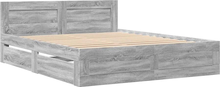 VidaXL Bedframe met hoofdeinde grijs sonoma eiken 150x200 cm - Foto 2