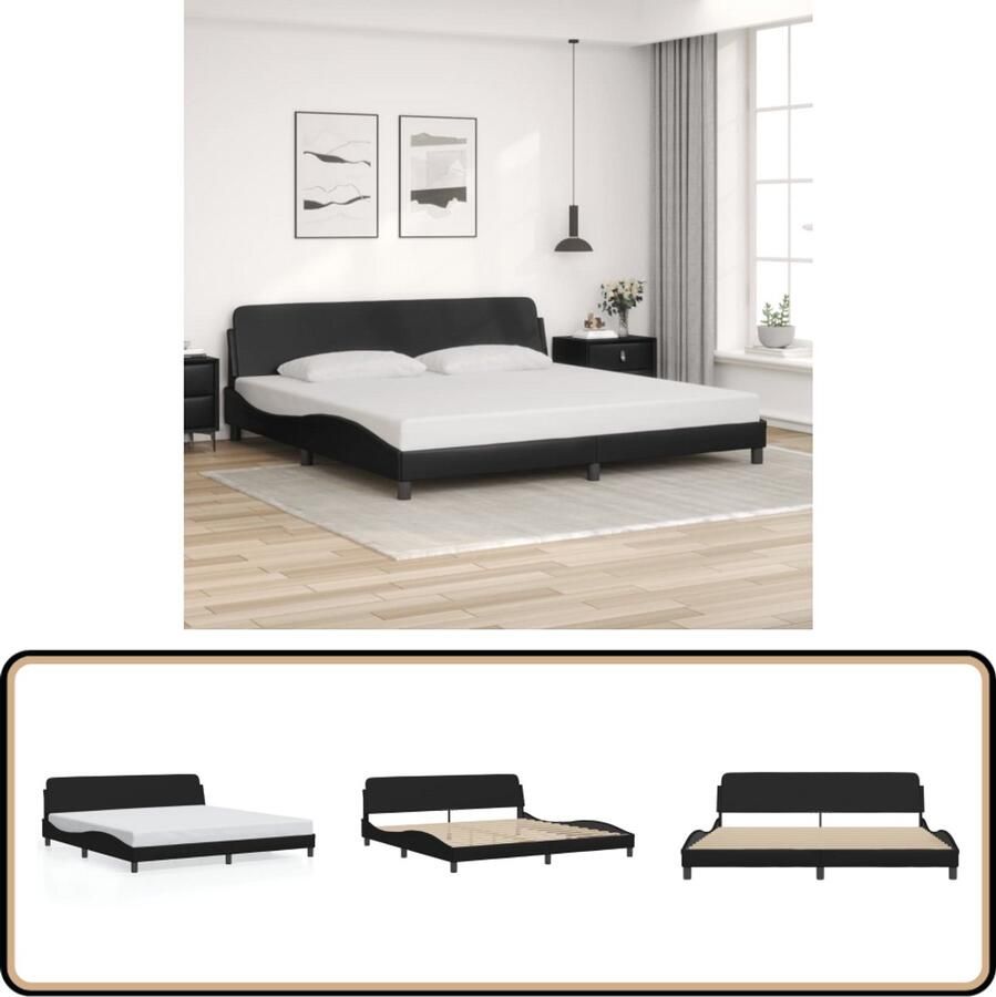 VidaXL Bedframe met hoofdeinde kunstleer zwart 200x200 cm