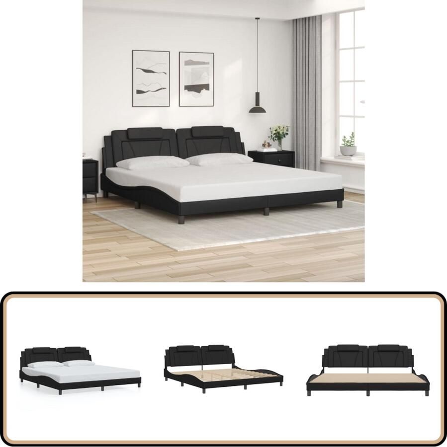 VidaXL Bedframe met hoofdeinde kunstleer zwart 200x200 cm