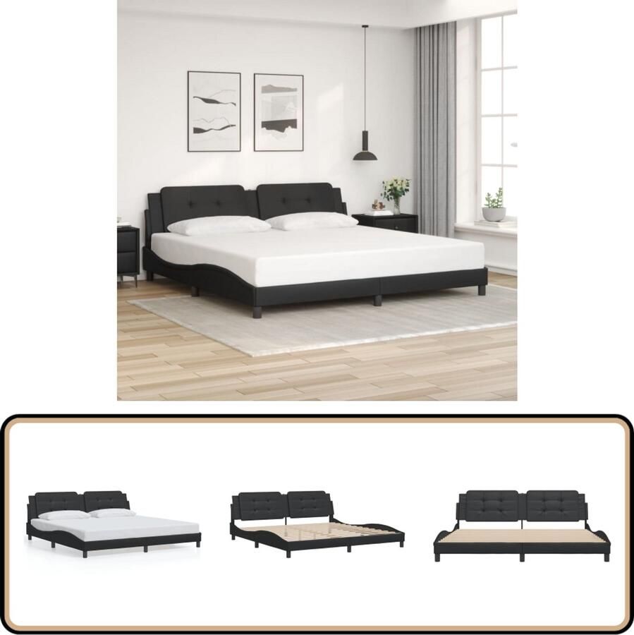 VidaXL Bedframe met hoofdeinde kunstleer zwart 200x200 cm