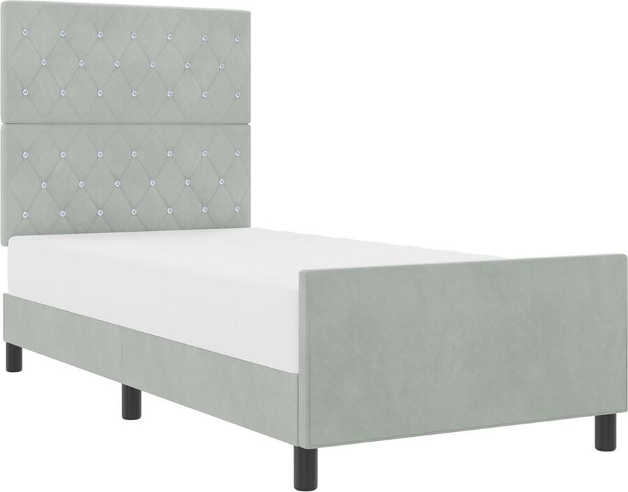 VidaXL Bedframe met hoofdeinde Lichtgrijs 90 x 190 cm Fluweel