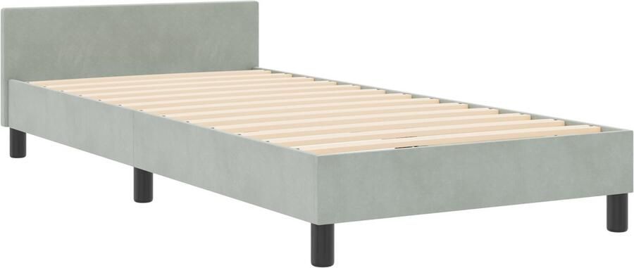 VidaXL Bedframe met hoofdeinde Lichtgrijs 90 x 200 cm Fluweel
