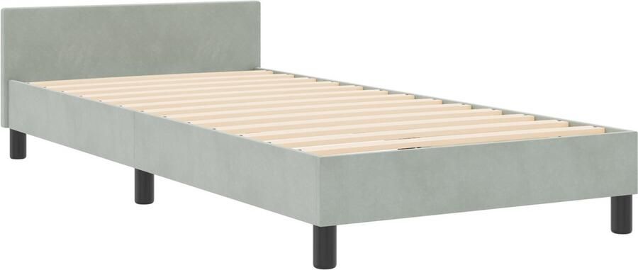 VidaXL Bedframe met hoofdeinde Lichtgrijs 90 x 200 cm Fluweel
