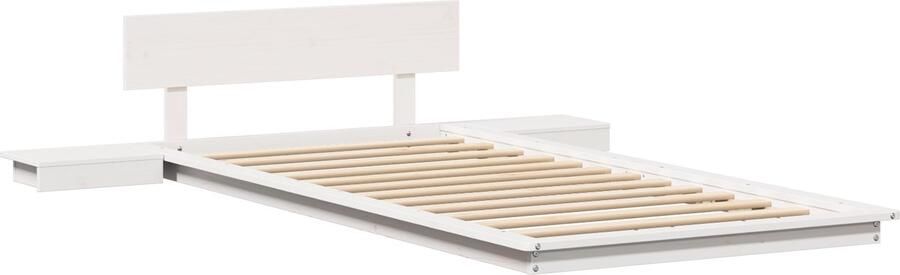 VidaXL Vloerbedframe met Nachttafels Wit 90x190cm Massief Hout