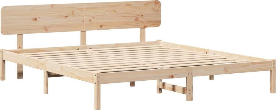 VidaXL Bedframe met hoofdeinde Naturel 180 x 200 cm Massief grenenhout