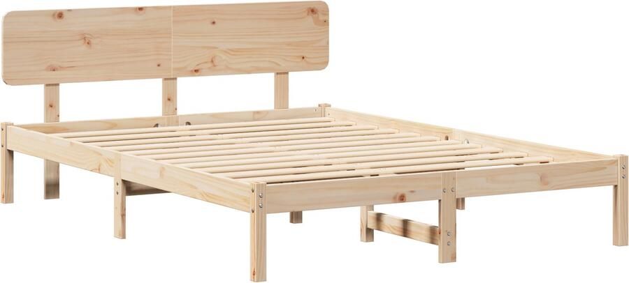 VidaXL Bedframe met hoofdeinde Naturel 140 x 200 cm Massief grenenhout