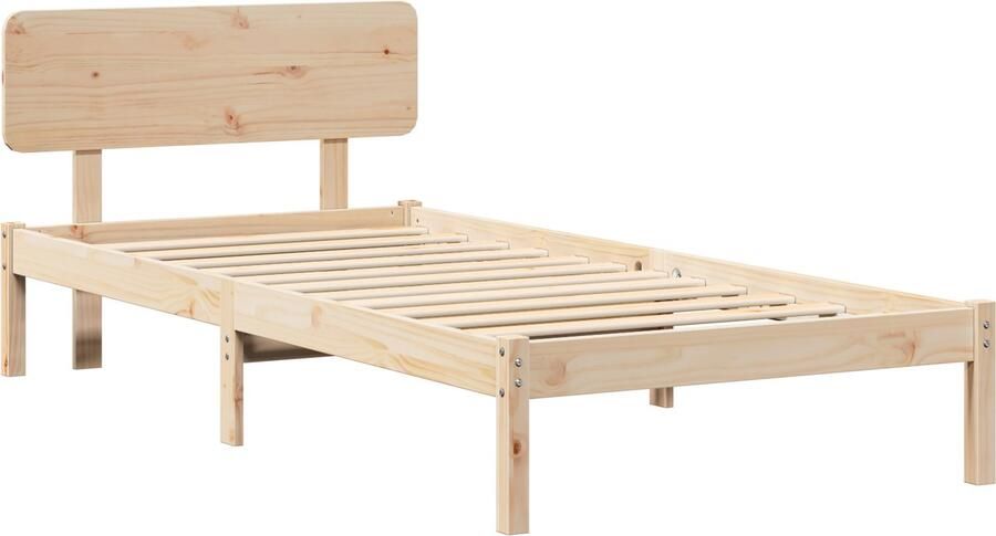 VidaXL Bedframe met hoofdeinde Naturel 90 x 200 cm Massief grenenhout