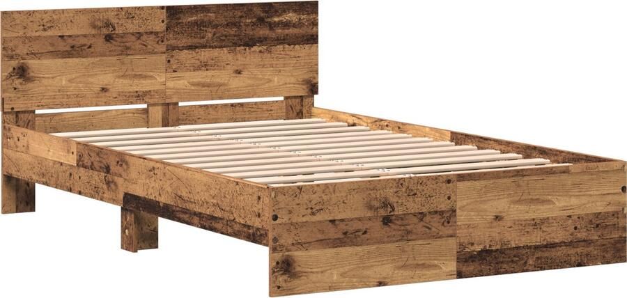 VidaXL Bedframe met hoofdeinde Oud Hout 120 x 190 cm Bewerkt hout