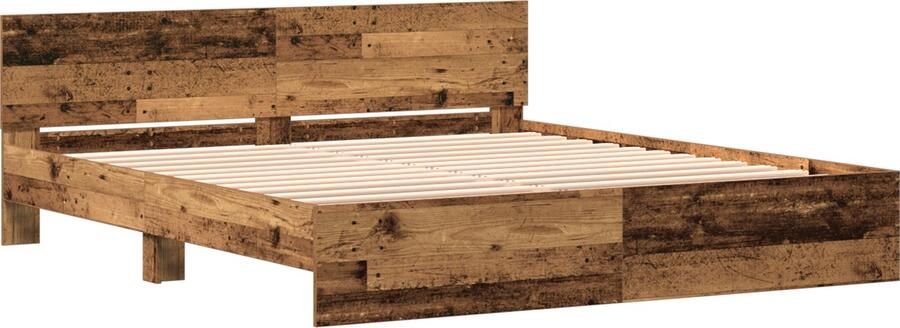 VidaXL Bedframe met hoofdbord Oud Hout 180 x 200 cm Geengineerd Hout - Foto 2