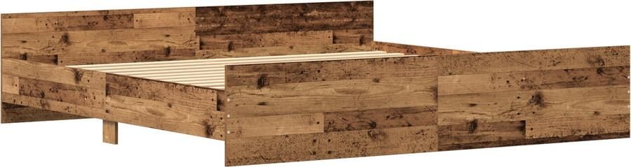 VidaXL Bedframe met hoofdeinde Oud hout 200 x 200 cm Bewerkt hout