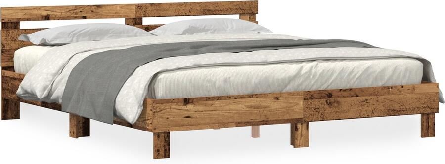 VidaXL Grenen Bedframe Oud hout Massief grenenhout 180 x 200 cm Duurzaam