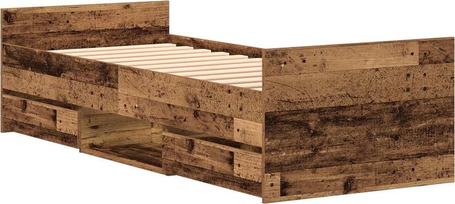 VidaXL Bedframe met hoofdeinde Oud hout 75 x 190 cm Bewerkt hout