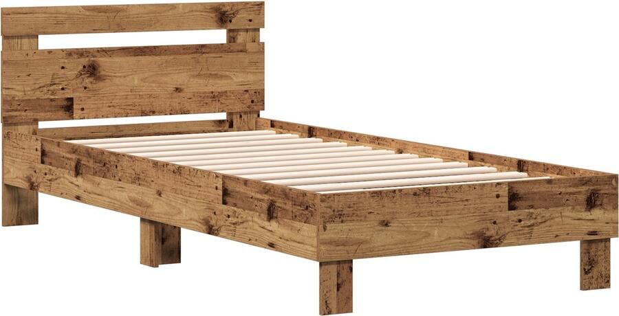 VidaXL Oud Houten Eenpersoons Bed Massief Hout Eenpersoons Duurzaam