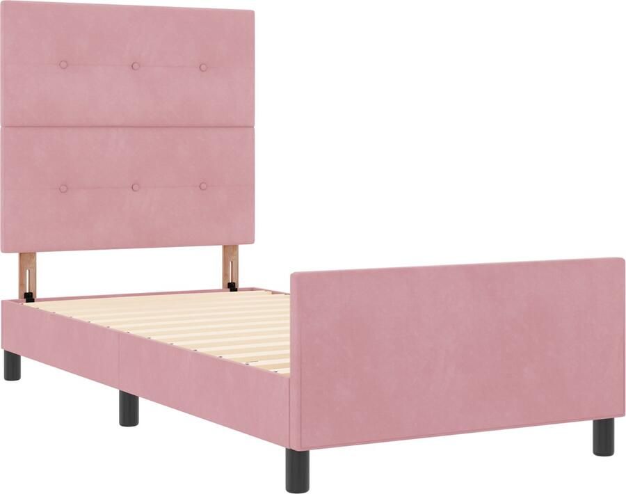 VidaXL Bedframe met hoofdeinde Roze 90 x 190 cm Fluweel