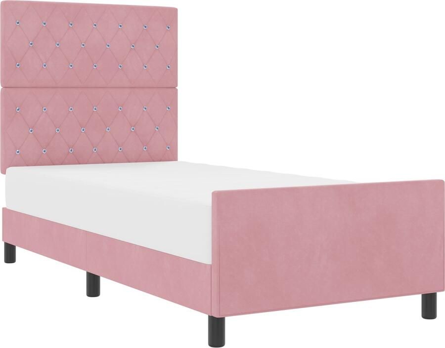 VidaXL Bedframe met hoofdeinde Roze 90 x 190 cm Fluweel - Foto 2