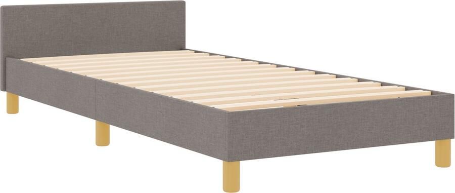 VidaXL Bed Frame Set van 2 Taupe Hout en Stof 90 x 200 cm Eenvoudig