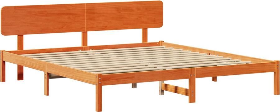VidaXL Bedframe met Hoofdeinde Gewaxte Bruin 180 x 200 cm Massief Grenenhout