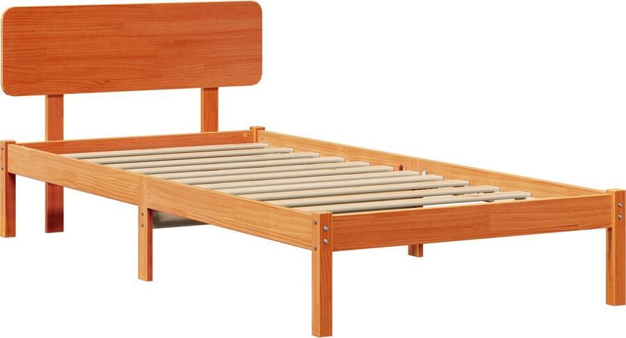 VidaXL Bedframe met Hoofdbord Wax Bruin 75x190 cm van Massief Grenenhout