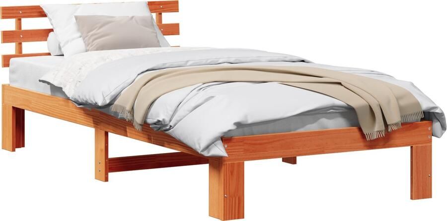 VidaXL Grenenhouten Bedframe Wax bruin Massief hout 80 x 200 cm Duurzaam