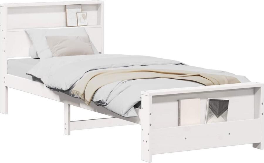 VidaXL Bedframe met hoofdeinde Wit 80 x 200 cm Massief grenenhout - Foto 2