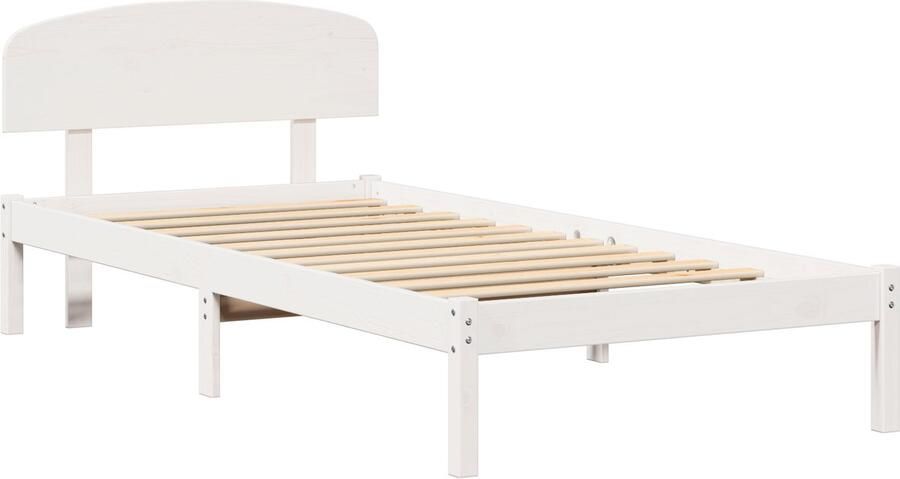 VidaXL Bedframe met hoofdeinde Wit 90 x 190 cm Massief grenenhout