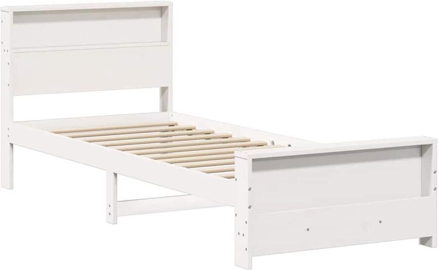 VidaXL Bedframe met hoofdeinde Wit 90 x 190 cm Massief grenenhout
