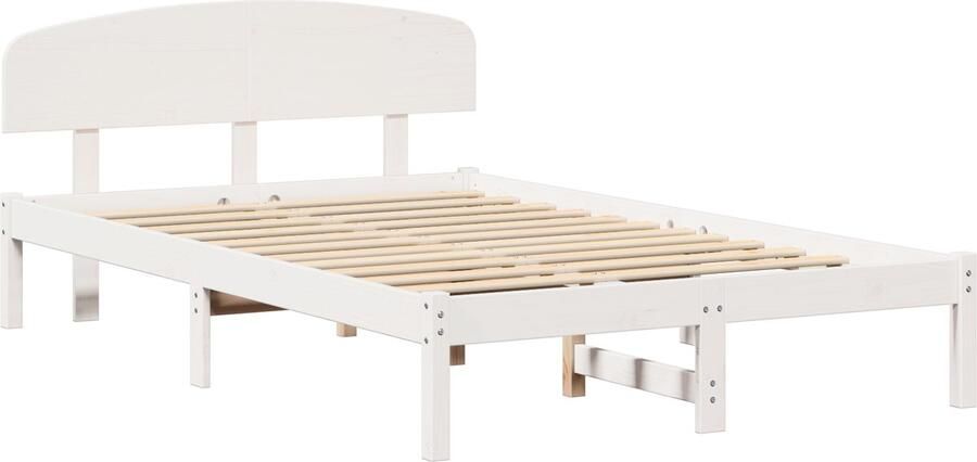 VidaXL Bedframe met hoofdeinde Wit 140 x 190 cm Massief grenenhout