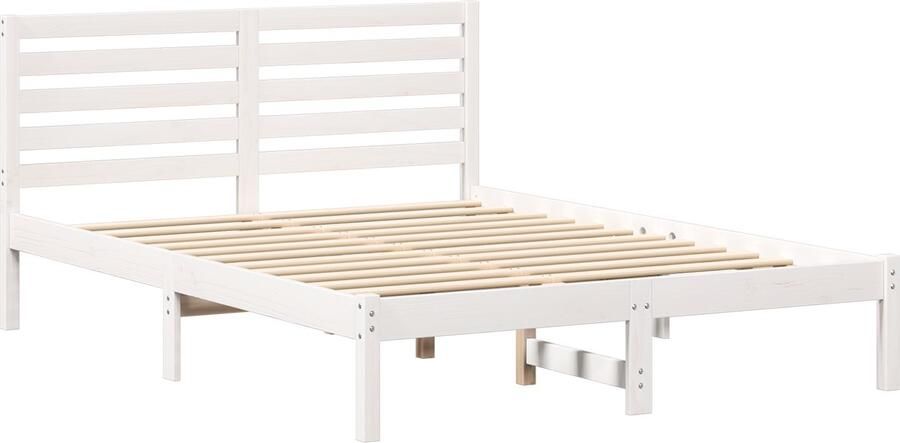 VidaXL Bedframe met hoofdeinde Wit 120 x 200 cm Massief grenenhout
