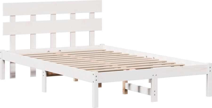 VidaXL Bedframe met Hoofdeinde Wit 120x200 cm Massief Houten Grenen