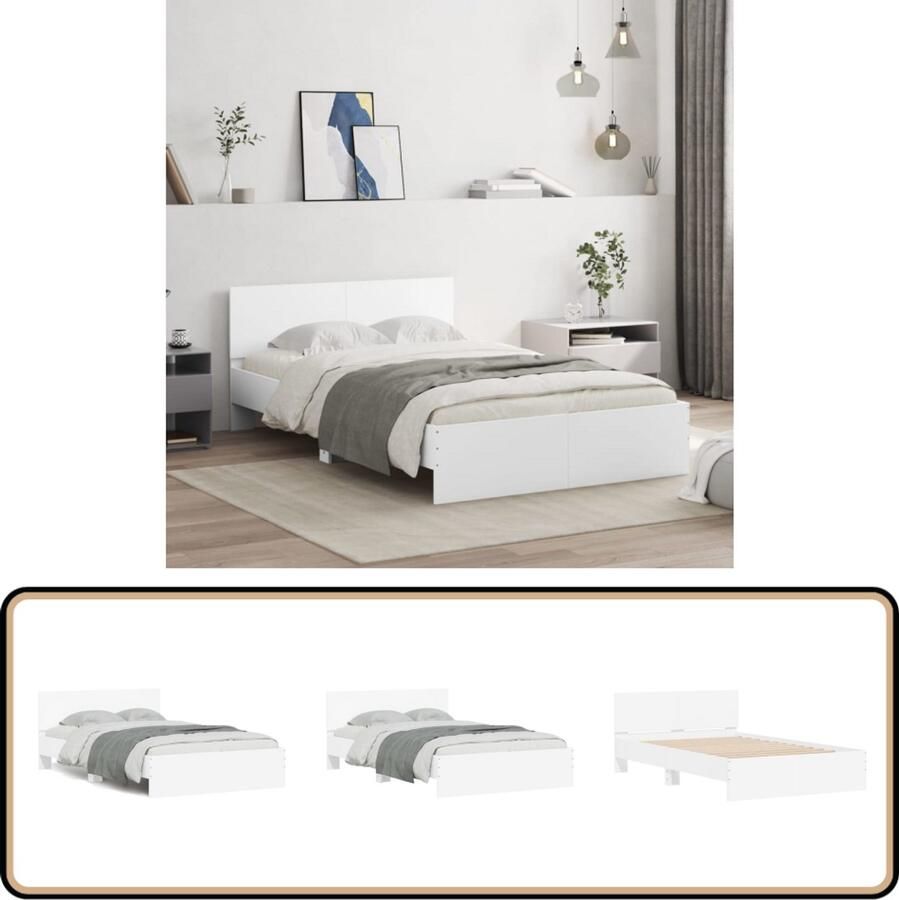 VidaXL Bedframe met hoofdeinde wit 120x190 cm