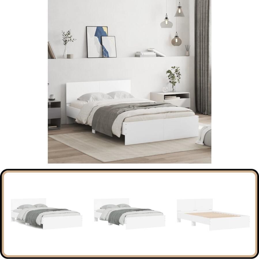VidaXL Bedframe met hoofdeinde wit 120x200 cm