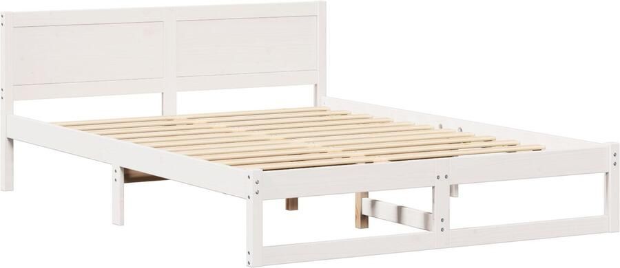 VidaXL Bedframe met hoofdeinde Wit 150 x 200 cm Massief grenenhout