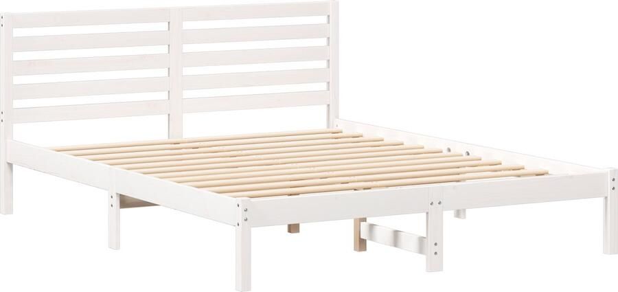 VidaXL Bedframe met hoofdeinde Wit 160 x 200 cm Massief grenenhout