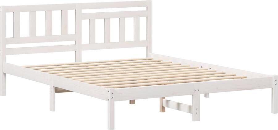 VidaXL Bedframe met hoofdeinde Wit 160 x 200 cm Massief grenenhout