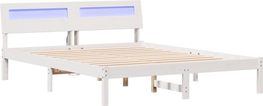 VidaXL Bedframe met hoofdeinde Wit 160 x 200 cm Massief grenenhout