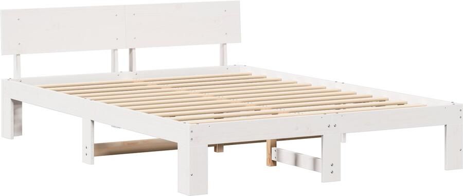 VidaXL Bedframe met hoofdeinde Wit 160 x 200 cm Massief grenenhout