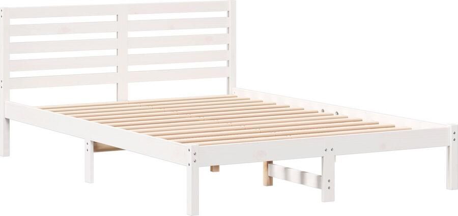 VidaXL Bedframe met hoofdeinde Wit 140 x 210 cm Massief grenenhout