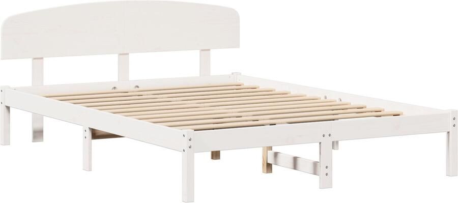 VidaXL Bedframe met hoofdeinde Wit 140 x 200 cm Massief grenenhout