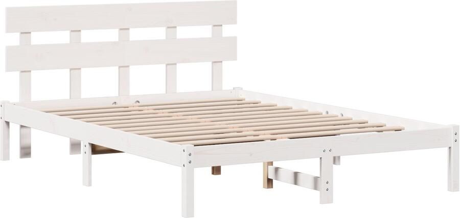 VidaXL Bedframe met hoofdeinde Wit 160 x 200 cm Massief grenenhout