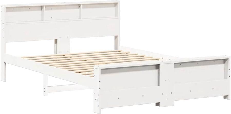 VidaXL Bedframe met hoofdeinde Wit 160 x 200 cm Massief grenenhout