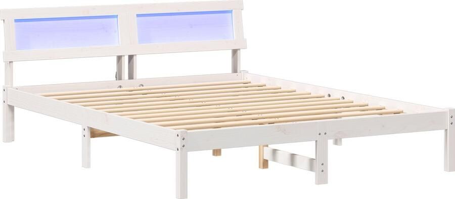 VidaXL Bedframe met hoofdeinde Wit 150 x 200 cm Massief grenenhout