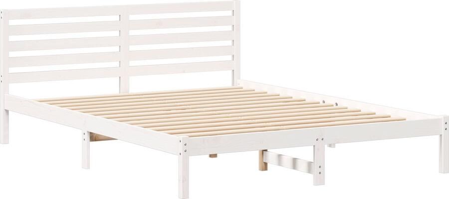 VidaXL Bedframe met hoofdeinde Wit 160 x 220 cm Massief grenenhout