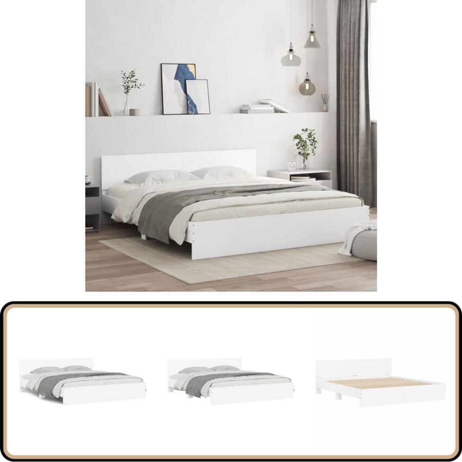 VidaXL Bedframe met hoofdeinde wit 160x200 cm