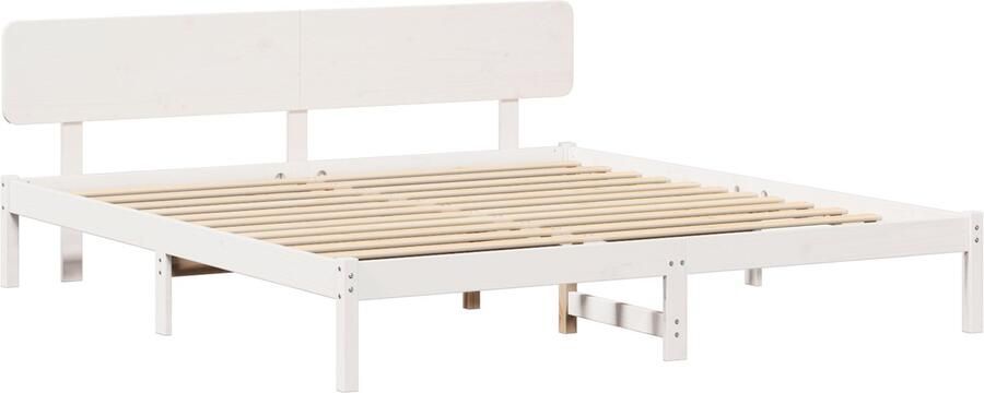 VidaXL Bedframe met hoofdeinde Wit 180 x 200 cm Massief grenenhout